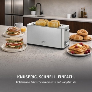 Toaster CASO Classico T 4, pentru 4 felii, 5 niveluri de rumenire, inox - Img 6