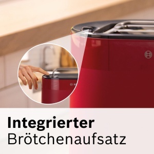 Toaster compact Bosch MyMoment TAT2M124, 800W, 2 felii, functie de decongelare, rosu mat - Img 4
