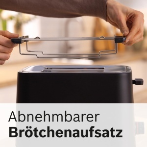 Toaster compact Bosch MyMoment TAT3M123, 800W, negru mat, 2 felii - Img 5