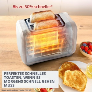 Toaster Moulinex Subito LT5S1AE0, 1200 W, 2 fante, alb si inox - Img 6