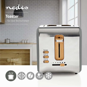 Toaster Nedis Soft Touch pentru 2 felii, 6 niveluri de rumenire, gri - Img 2