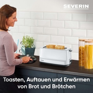 Toaster Severin AT 2234, 1400 W, 4 felii, cu suport pentru chifle, gri-alb - Img 3