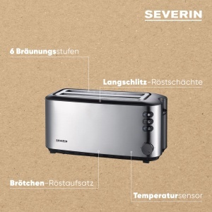 Toaster SEVERIN AT 2509 1400W Inox 4 felii Functie de dezghetare - Img 5