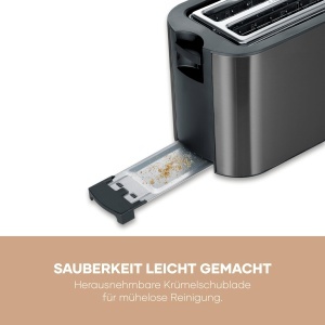 Toaster Severin AT 9341 1400 W InoxNegru Functie decongelare Suport pentru chifle - Img 6
