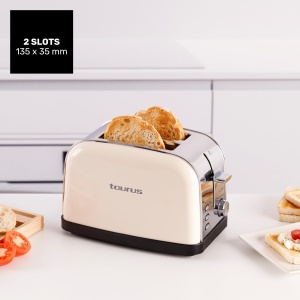 Toaster Taurus Vintage II Cream, 950 W, 7 trepte rumenire, functii multiple, design retro, crem - Img 5