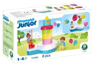 Tort de aniversare PLAYMOBIL JUNIOR 72086 cu figurine si iluminare rotativa, pentru copii 1-4 ani