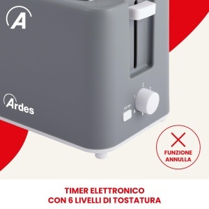 Tostadora ARDES ARTOAST05, 2 felii, 600-700W, inox, gri - Img 2