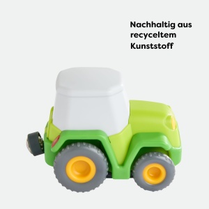 Tractor HABA Cars 2013382001 cu motor cu inertie, din plastic reciclat, 8.5 cm - Img 3