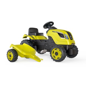 Tractor pentru copii Smoby Farmer XL Verde cu remorca, scaun ajustabil, claxon - Img 2