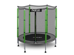 Trambulina neo-sport pentru copii gradina in aer liber cu plasa de siguranta externa 140cm 4,5ft negru verde - Img 6