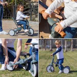 Tricicleta de la 1 an cu tija de impingere Evolution Interbaby | Tricicleta de la 1 an la 5 ani | De la tricicleta la bicicleta cu sau fara pedale | Adaptabil si schimbator | Culoare verde - Img 4
