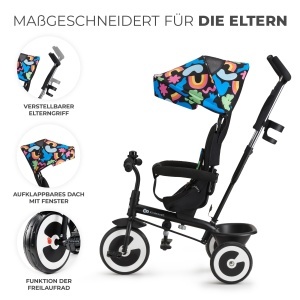 Tricicleta Kinderkraft Aston, pentru copii de la 9 luni, cu scaun rotativ si copertina - Img 4