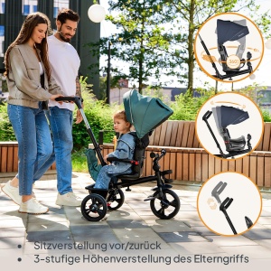Tricicleta LIONELO Haari 2in1 cu maner ajustabil, roti din PU, pentru copii 18 luni - 25 kg - Img 2