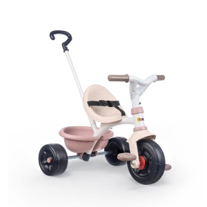 Tricicleta Smoby Be Fun Rosa, cu maner ajustabil si suport pentru picioare