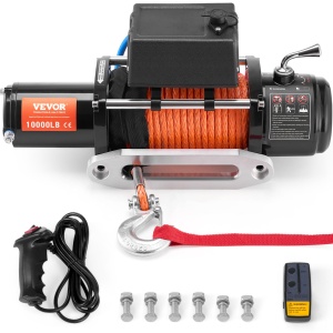 Troliu electric VEVOR S10000, 4536 kg, IP55, motor 12V, cablu sintetic 20 m