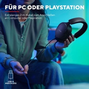 Trust Gaming GXT 490 Fayzo Casti Gaming Sunet Surround USB 7.1, Driver de 50mm, 85% Plastic Reciclat, Microfon cu Anulare A Zgomotului, Casti RGB Over-Ear pentru PC PS5 - Negru - Img 4