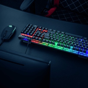 Trust Gaming GXT 838 Azor Mouse si Tastatura pentru Jocuri, Aspect Italian, QWERTY, USB, Anti-ghosting, Tastatura cu Iluminare din Spate LED RGB, Mouse Gaming 800-3000 DPI - Negru - Img 3