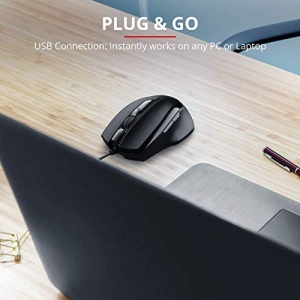 Trust Voca PC Mouse cu Cablu, 800-2400 DPI, Forma Confortabila, Lungime Cablu 160cm, 2 Butoane Deget, Mouse USB, Mouse Optic pentru Mac, Computer, Laptop - Negru - Img 8