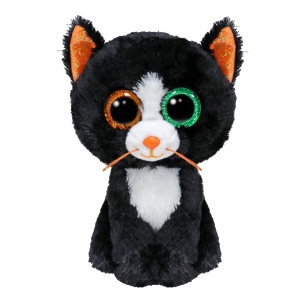 Ty Beanie Boos Luna Pisica Neagra Ochii Portocalii si Verzi 15 cm