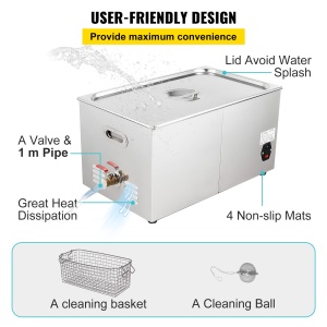 Ultrasunete Curatare VEVOR 30L, 600W, Incalzire si Timer, Inox - Img 6