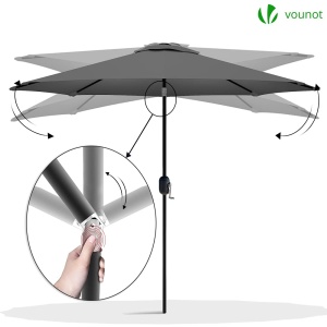 Umbrela de Soare VOUNOT 270 cm, cu Manivela, Ajustabila, Gri - Img 2
