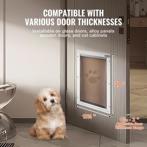 Usa pentru animale VEVOR CWM01-L, din aluminiu, 337 x 509 mm, alba, rezistenta la intemperii - Img 4