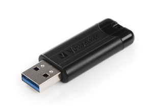 USB Stick Verbatim PinStripe 128 GB, viteza mare 3.0, negru