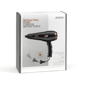 Uscator de par ionic Babyliss Cordkeeper 2000 D373E, functie unica de retragere a cablului in maner, 2000 wati negru - Img 9