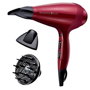 Uscator de par Remington Professional Ion Silk (2400W, 140km/h, 3 accesorii de coafare, imbogatit cu proteine de matase si ceramica, generator de ioni, motor de curent alternativ de lunga durata cu functie turbo si setare la rece) AC9096