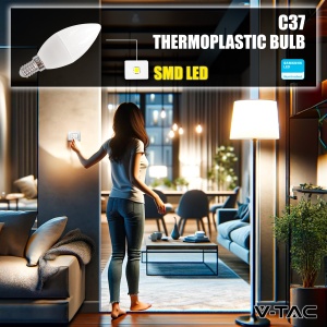 V-TAC 3x Bec LED E14 Lumanare - 4.5W (echivalent cu 40W) Lampa de lumanare - Pachet de 3 - 470Lumeni - Lampa de lumanare - Becuri LED - Bec de economisire a energiei - Lumina 4000K Alb neutru, Alb rece - Img 5