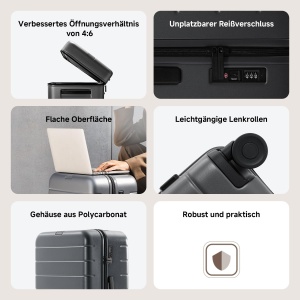 Valiza XIAOMI Classic Pro 24 Gri Rezistenta, TSA, Roti usoare - Img 7