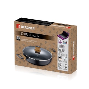 Vas de gatit BERGNER Earth Black 28 cm cu capac, aluminiu, negru - Img 7