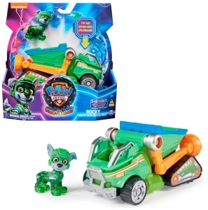 Vehicul de salvare PAW Patrol Rocky cu efecte de lumina si sunet, 17 cm