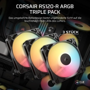 Ventilator cu LED-uri Corsair RS120-R ARGB, 120mm, 3 bucati, Negru - Img 2