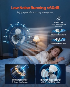 Ventilator cu spray VEVOR, 75W, rezervor 3L, 3 moduri, telecomanda - Img 4