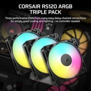 Ventilator PC Corsair RS120 ARGB 120mm, 3 Piese, Culoare Negru - Img 2