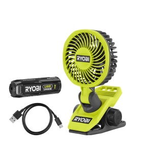 Ventilator portabil Ryobi RCF4-120G cu clip cap rotativ 325deg si acumulator USB-Lithium 4V