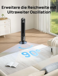 Ventilator turn DREO DR-HTF017 cu telecomanda, 4 viteze, negru - Img 5