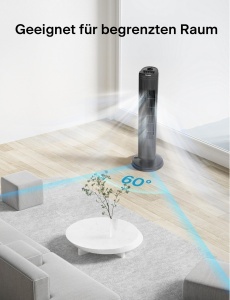 Ventilator turn Pelonis 76 cm 3 viteze timer 8 ore design compact negru - Img 4