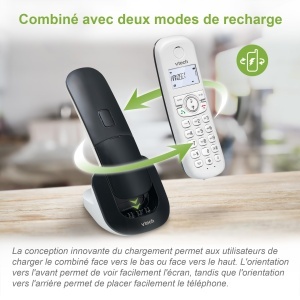 (versiunea franceza) VTech CS1501 Telefon DECT fara fir cu doua telefoane, blocare apeluri, identificare apelant/apel in asteptare, difuzor, afisaj iluminat din spate si tastatura iluminata din spate - Img 2