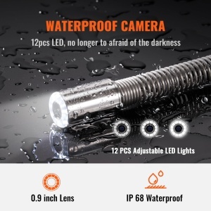 VEVOR 9 "Camera de inspectie 70m Camera de teava 1 Megapixel Camera de canalizare 720P Camera de boroscop 12V 4500mAh Baterie cu litiu 6 ore Camera de inspectie a tevilor IP68 pentru canalizare Sisteme de canalizare Drenuri - Img 4