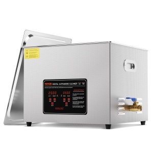 VEVOR Aparat de curatat cu ultrasunete 15L Masina profesionala de curatare 360W cu cronometru si incalzitor, Curatator digital cu ultrasunete de 40 KHz cu cos pentru ochelari de ceas Suport pentru bijuterii Instrumente pentru piese industriale Argint