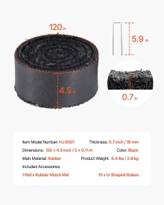 VEVOR Gummimulchmatte HJ6001 Negru 3 x 011 m Anti-iarba si Protectie Impotriva Noroiului - Img 7