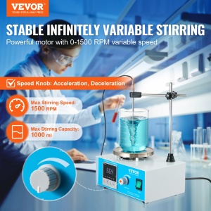 Vevor Magnetruhrer 85-2 Alb 1000 ml 999degC Placa de Incalzire si Amestecare - Img 2