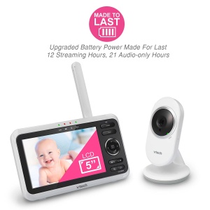 VTech Baby Monitor VM350 - Monitor video pentru bebelusi cu camera in miscare, 720p - Sunet clar, ecran color LCD si functie de vedere pe timp de noapte - cu interfon, cantece de leagan si sunete - Img 7
