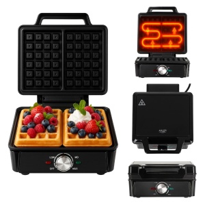 Waffle Maker ADLER AD 3088 2000W, Antiaderent, Negru