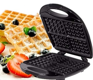 Waffle Maker MPM MGO-20M pentru 2 Wafe Belgiene, 1000W, NegruInox - Img 3