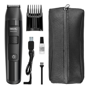 WAHL Manscaper Lithium Bar & Body Trimmer, Trimmer complet impermeabil, Insertie umeda/uscata, LED cu tehnologie Smart Trim, Kituri de taiere cu cap sferic Safe Touch, Reincarcabil, Negru
