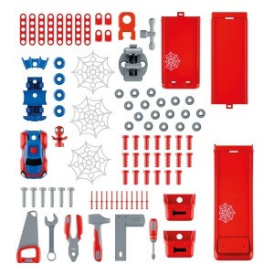 Werkbank pentru copii Smoby Spidey, 94 accesorii, 6 unelte, design supereroi - Img 3