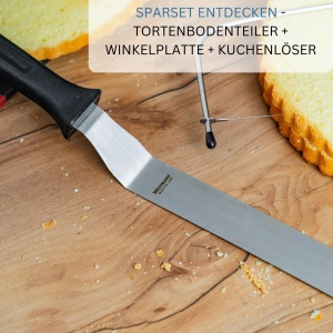 Westmark 1 Cake Layer Separator cu 2 fire de taiere zimtate 1 palet unghiular 395 cm otel inoxidabil lungime 32 cm Simplex Duo argintiunegru 716022E9 - Img 9